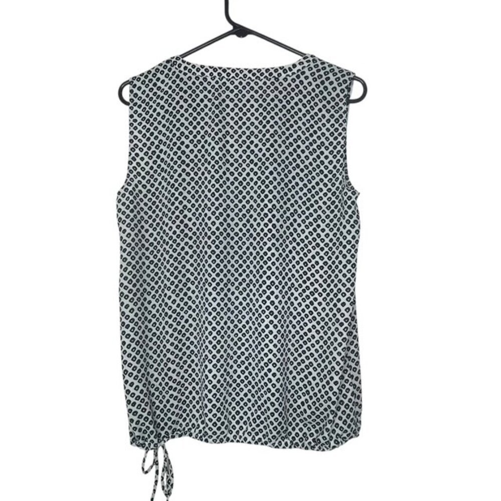 LOFT Black Sleeveless Geometric Print Side-Tie Blouse - Size Medium - Picture 2 of 5